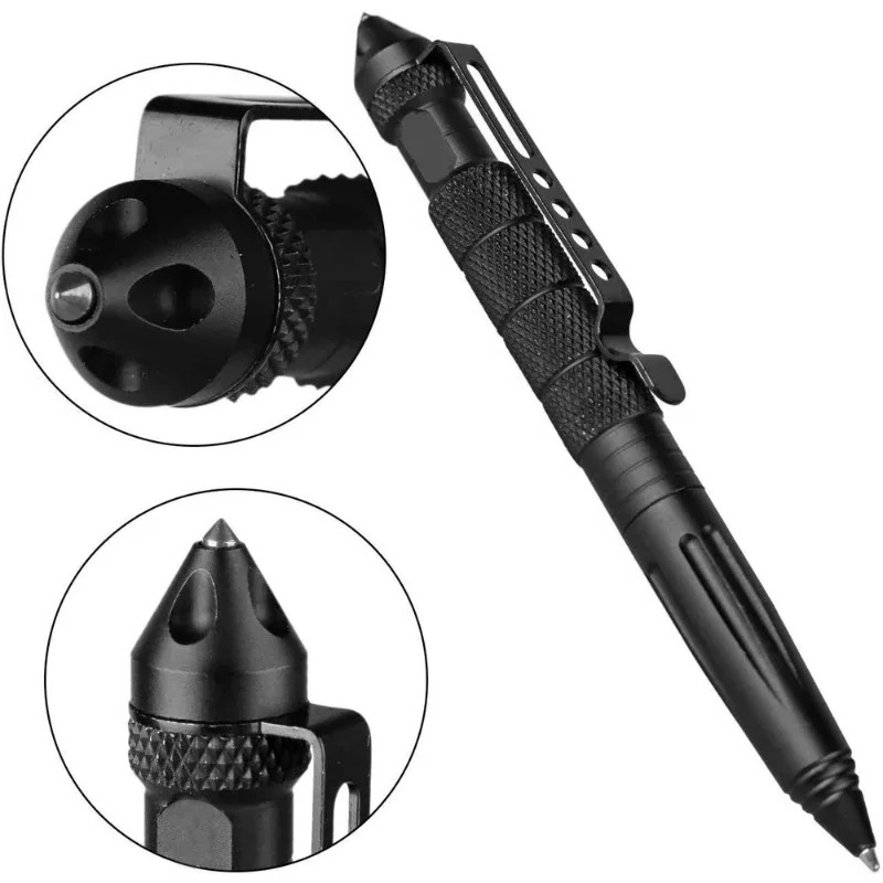 Pen Tactical Glass - Stylo tactique militaire, brise-vitre d'urgence, stylo